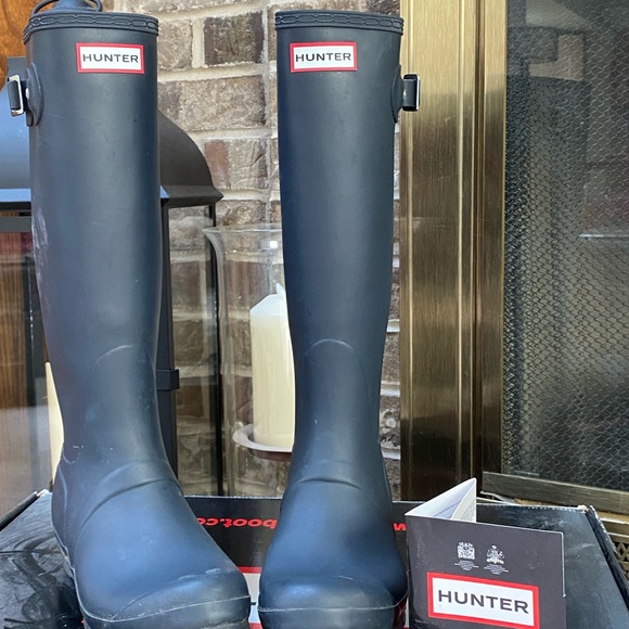 HUNTER Rain Boots Original Tall Size 7 Navy Blue - Picture 4 of 6